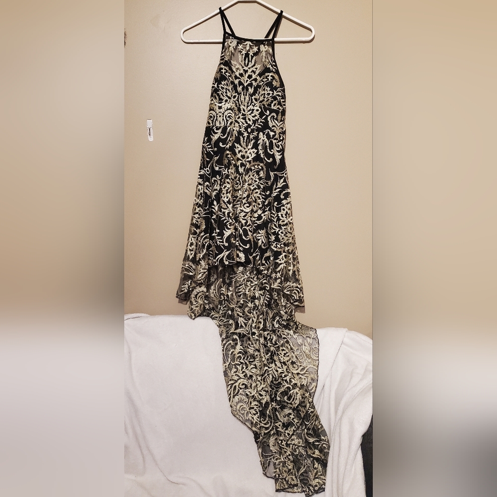 Windsor black and gold filigree dress
